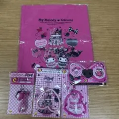 マイメロ　ハッピーくじ　 Ｂ賞トートバック　マスコットキーホルダー　他合計5点