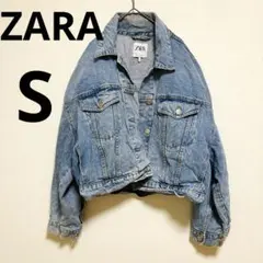 ZARA デニムジャケット Gジャン　ショート丈【S】ライトブルー　海外古着