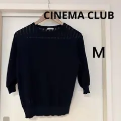 CINEMA CLUB ネイビー 五分袖ニット Ｍサイズ