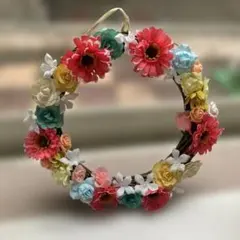 ハンドメイド 花冠デザイン リース 多色