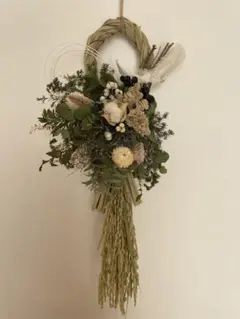 しめ縄　お正月飾り　しめ飾り　ドライフラワー　スワッグ　リース　正月　2way