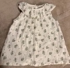 プチバトー オーガニックコットン フラワー ワンピース 24m