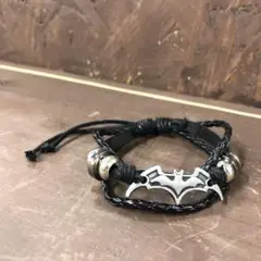 【新品未使用】ブラックレザー ブレスレット 男女兼用　5