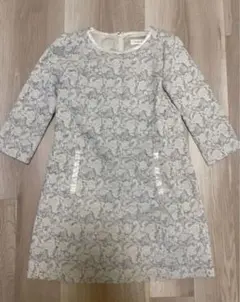 【美品】SOUP 花柄刺繍 ワンピース サイズ9 長袖 ひざ丈 Mサイズ