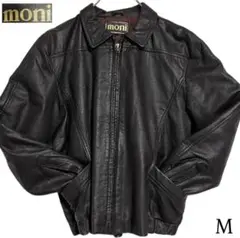 【moni】牛革 本革 カウレザーシングルライダースジャケット ダークブラウンM