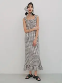 LILY BROWN チェック柄キャミワンピース　アイボリー　ホワイト　サイズ0