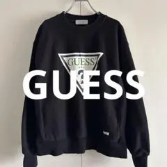 ゲス センターロゴ スウェット S 実寸L相当 ブラック ストリート