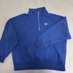 青色 ハーフジップ トレーナー
