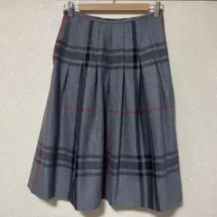 グレー チェック柄 フレアスカート ひざ丈