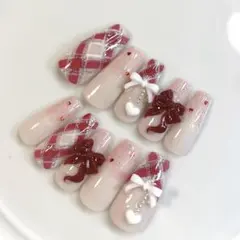 141♡ ネイルチップ ワンホン スナ系 フレンチガーリー 量産型 ちゅるん