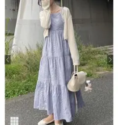 GRL ストライプ柄ティアードリボンストラップキャミワンピース[tw1087]