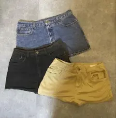 ◇３点セット×ショーパン／M•L①RalphLaurenデニム ②BLK③BE