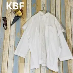 【KBF 】レイヤードライク　オーバーサイズシャツ ホワイト　長袖　Fのサムネイル