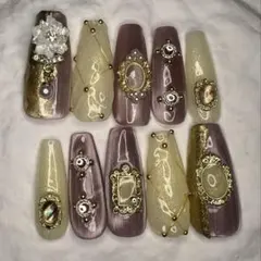 ネイルチップ　サイズオーダー　ピンク×アイボリー　ロングバレリーナ