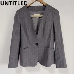 アンタイトル ノーカラージャケット ウール ストライプ グレー日本製