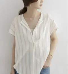 【美品】アーバンリサーチドアーズ　ストライプコクーンシャツ　フレンチスリーブ