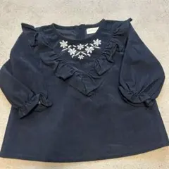 ネイビー フリル トップス