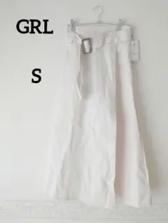 GRL　ベルト付きレイヤード風スリットスカート　クリーム色 　タグ付き