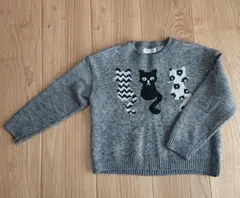 SHEIN 猫柄 グレー セーター ニット
