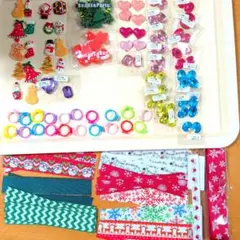 貼り付けパーツ、リボンセット　クリスマス商品多め