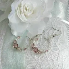秋冬カラー☆スワロフスキー✨フープピアス❤