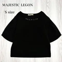 マジェスティックレゴン 半袖 Tシャツ ビジュー シンプル ブラック S