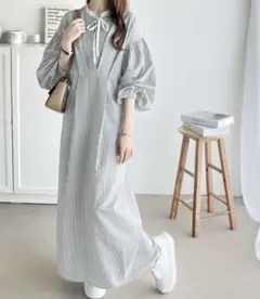 【美品】classical elfストライプ長袖シャツワンピース