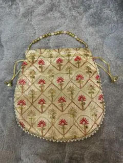 インド刺繍　巾着袋 カバン