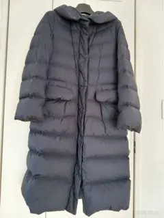 【美品】ultra light down　フード付き濃紺ロングダウンジャケット