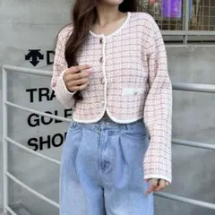 INGNI 金ボタンツイード調ニットカーディガン