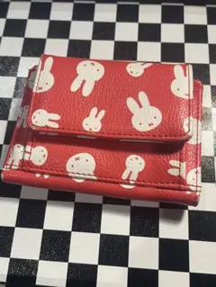 ミッフィー miffy フェイス 総柄 パスケース付き三つ折り財布