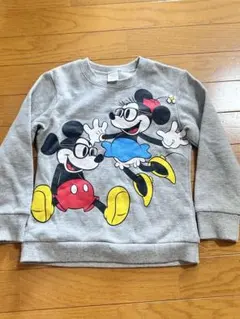 ディズニー ミッキー ミニー トレーナー グレー 裏起毛