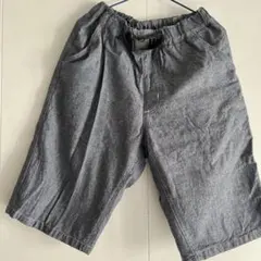 グレー デニム風　ハーフパンツ 調整可能　150