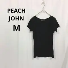 ピーチジョン▶半袖Tシャツ ブラック 無地 Uネック Mのサムネイル