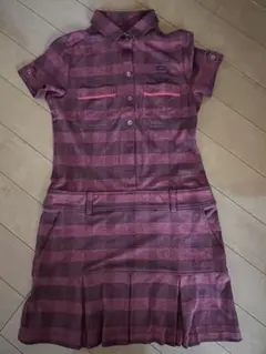 Callaway赤紫 チェック柄 ポロワンピース M