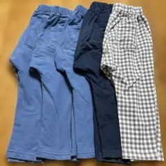 ＧＵ　青・ネイビー・チェック柄パンツ　サイズ100 5点セット