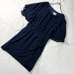 【極美品】Bou Jeloud ワンピース ネイビー 38 フレア袖 リボン