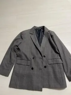 GU チェック柄 ダブルブレストジャケット