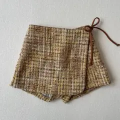 mon Atelier ブラウンツイードショートパンツ S