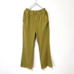 ニコアンド ウエストゴム スリット入り パンツ M相当 カーキ オリーブグリーン