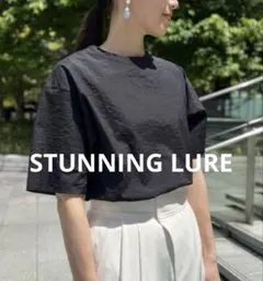 STUNNING LURE シアーTブラウス ブラック S ゆったり美品　日本製のサムネイル