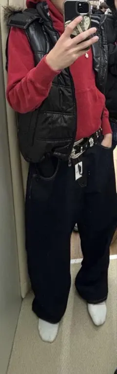 黒 フード付き ダウンベスト　ファーベスト　ダウン　y2k