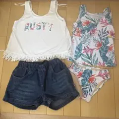 【値下げ中】RUSTY 水着☆4点セット☆130cm