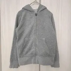 グレー ジップアップパーカー フード付き GU140サイズ