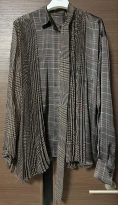 sacai ネックリボン プリーツ シースルー チェック シャツのサムネイル