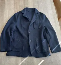 SHIPS TEXBRID® 撚杢 畔編み 2ボタン ジャケット（紺）