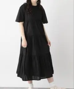 GLOBAL WORK AND YUA ANY 半袖プリーツティアードワンピースのサムネイル
