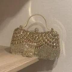 ゴールドビジュー装飾 ハンドバッグ