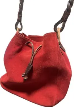 【希少】ラルフローレン スエード 巾着 ショルダーバッグ レッド 良品