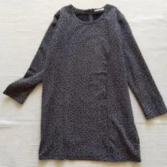 ぴ*K様 美品　レトロガール　グレー ヒョウ柄 長袖　チュニック　フリーサイズ